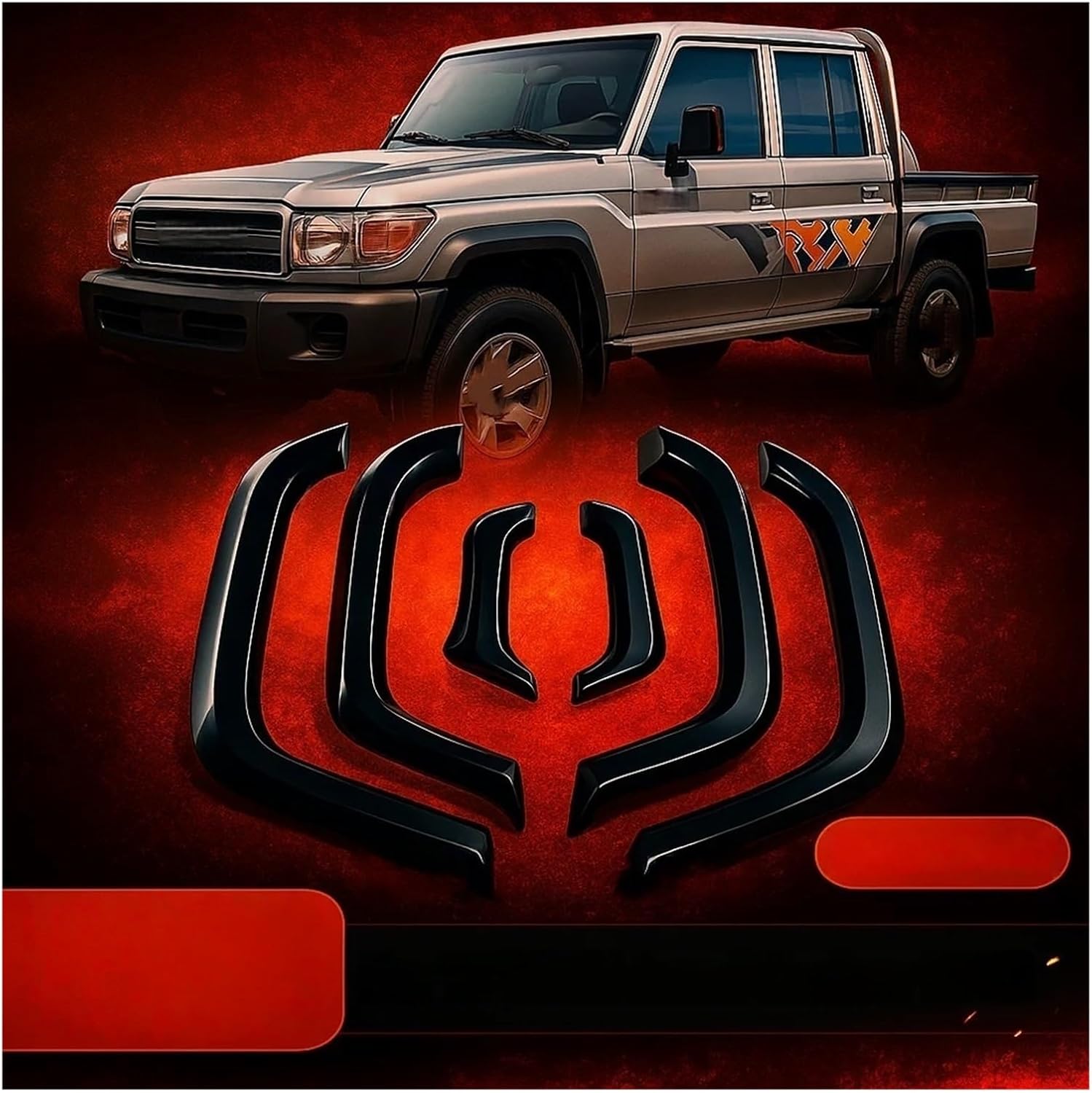 Car Wheel Eyebrow Protector Sticker Trim Fender Flares Compatible with Toyota Land Cruiser FJ79 LC79 2007+ Anti-Scratch Pickup Accessories(Package 2)