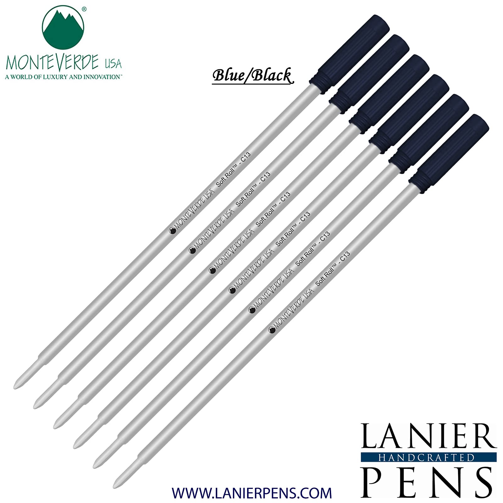 6 Pack – blueblack Soft Roll von Monteverde Kugelschreiber für Cross Kugelschreiber