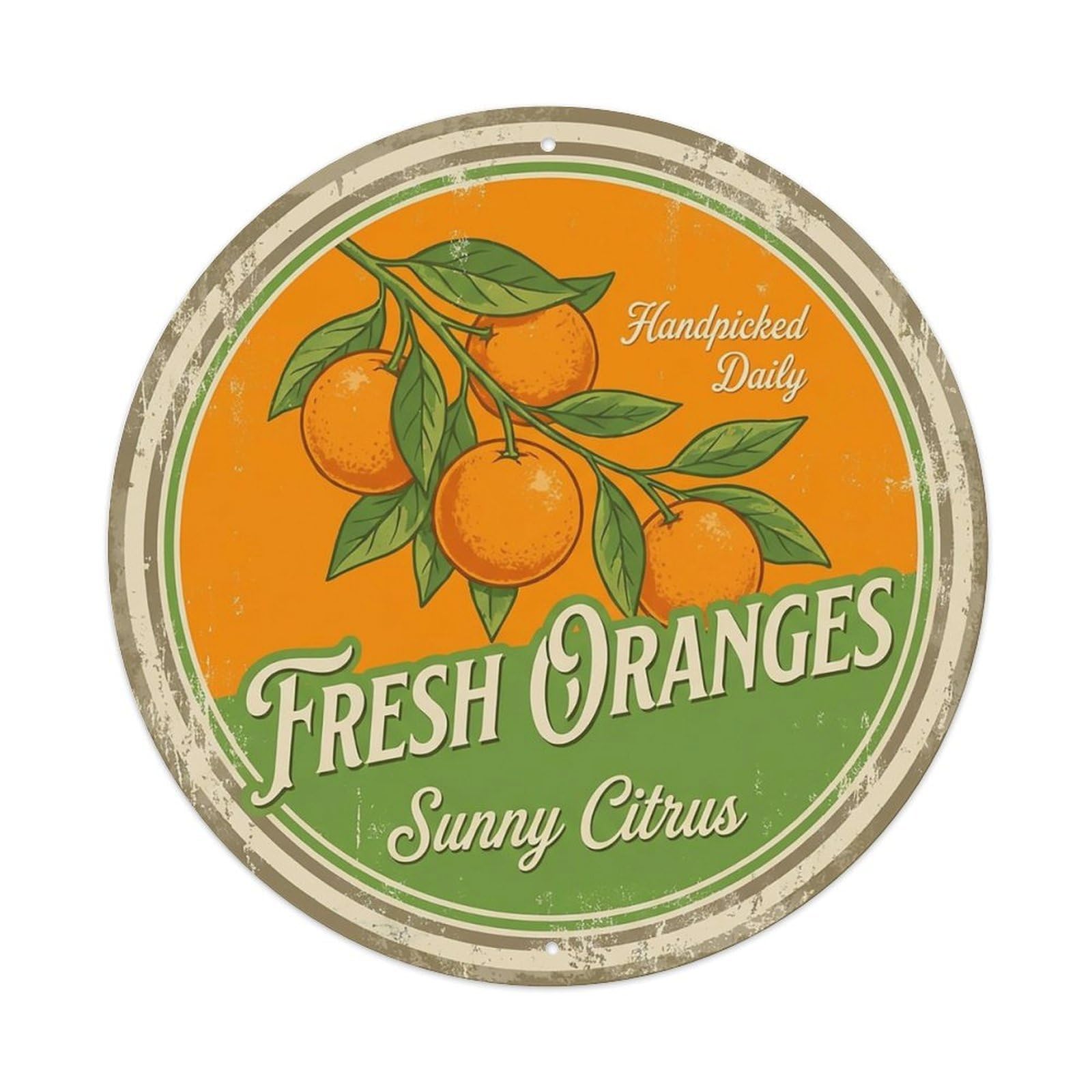 Cxhjca 8X8inch(20X20cm) Vintage Cottagecore Garden Citrus Oranges Sunny Metal Tin Sign