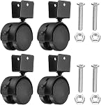 PATIKIL 1.5" Swivel Caster with 0.79" U Bracket, 4 Pack 360° Rotation Nylon Swivel No Noise Wheel with Brake Locking Caster for Furniture Legs Black
