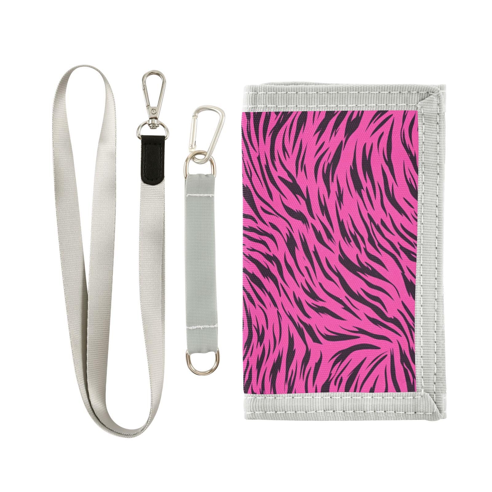 Animal Skin Leopard Purple Black wallet with money clip cool gifts unique slim wallet with lanyard