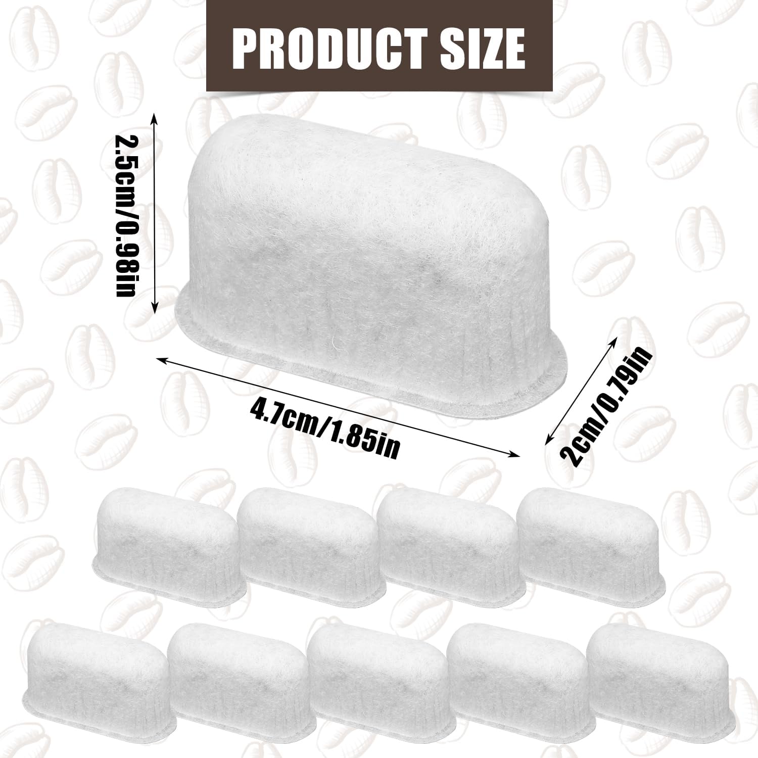 10 Pcs Espresso Machine Filter Replacement for Delonghi, Super Strong Adsorption Activated Charcoal Coffee Water Carbon Filter Accessories Compatible with Delonghi 7313285779 image 2 of 7 B0F17N3B5X