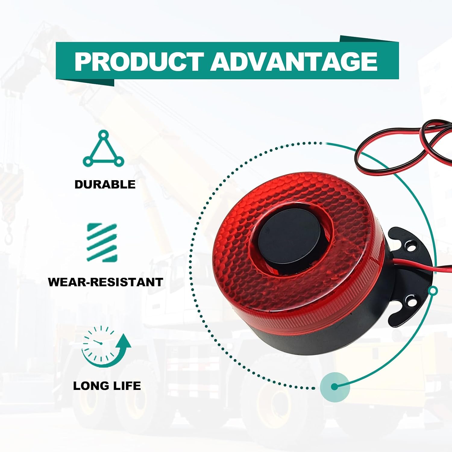 Car Back-up Alarm Horn, 12V/24V 105dB Alarm Buzzer Siren with Wire/Light, Waterproof Universal Car Beeper Auto Warning for Different Cars Accessories