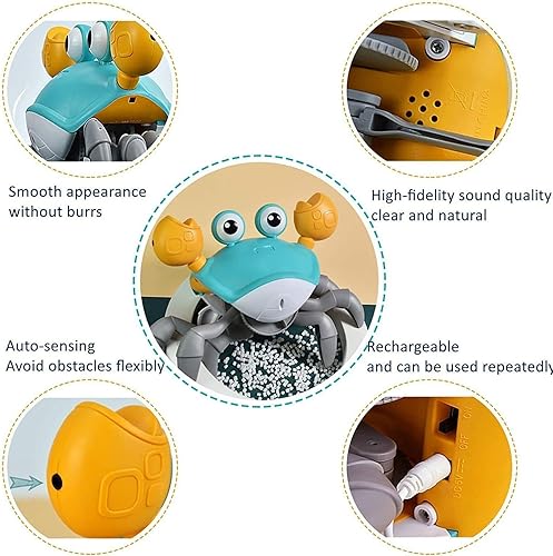 Miniatura 4 de Juguete para bebé de cangrejo gateante, juguetes para la hora boca abajo con música y luces, regalo interactivo de Navidad y Pascua para niños y