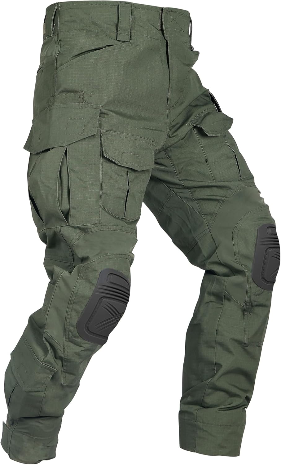 Men’s Tactical Pants with Knee Pads Camo Cargo Pants Waterproof Hiking Pants 10 Pockets No Belt