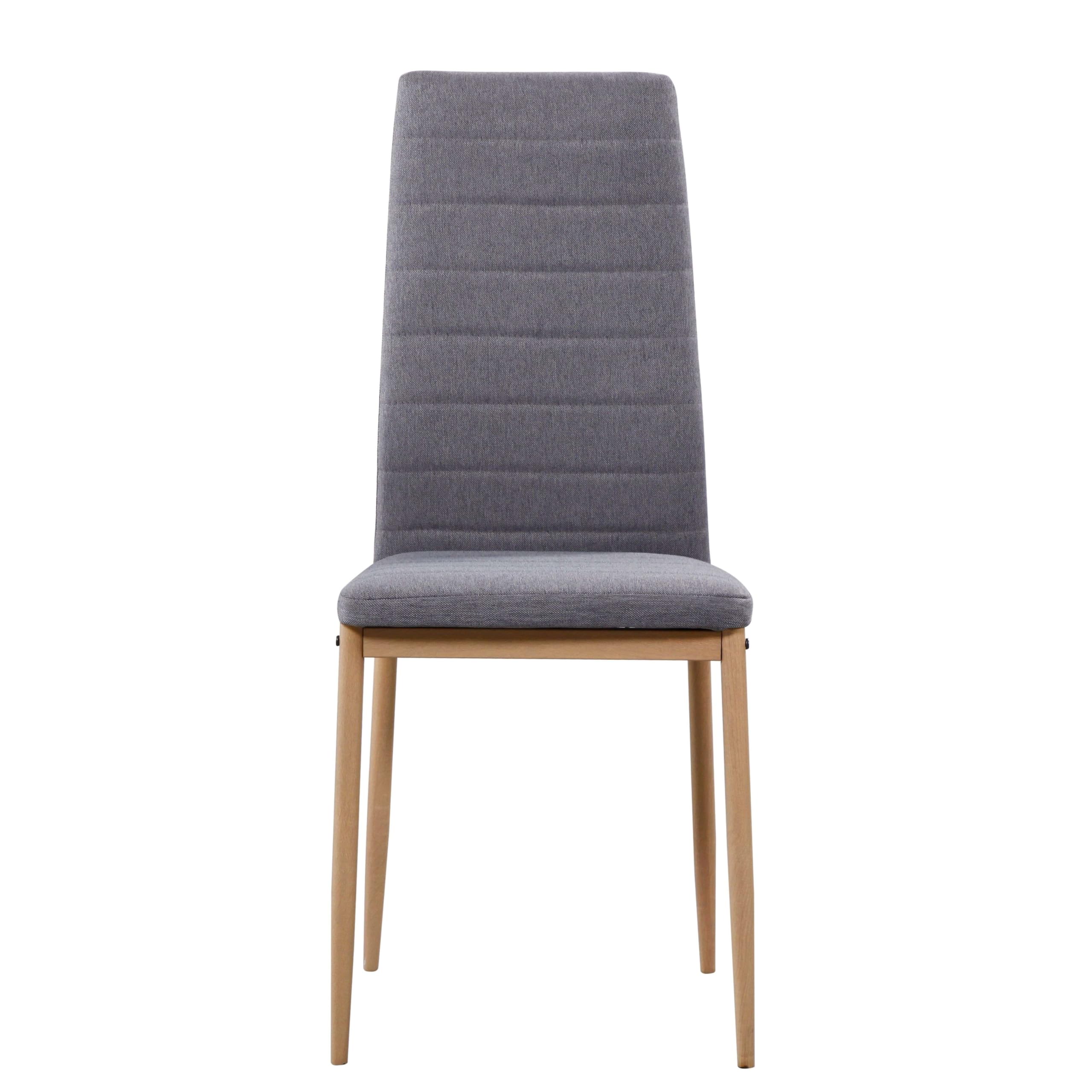 Miroytengo Pack 2 Sillas Comedor Cocina Salon Estilo Moderno Tela Color Gris Patas Metal Efecto Madera 98x42x48 cm