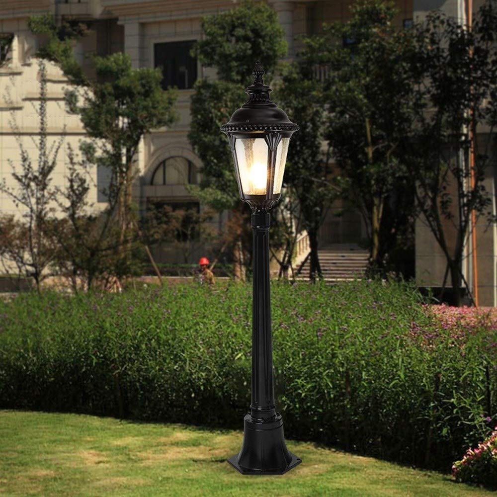 Lampa zewnętrzna słupek świetlny, E27 pojedyncza głowica stop aluminium lampa uliczna klasyczna retro trawnik latarnia szklany klosz oświetlenie ogrodowe oświetlenie krajobrazu willa hotel