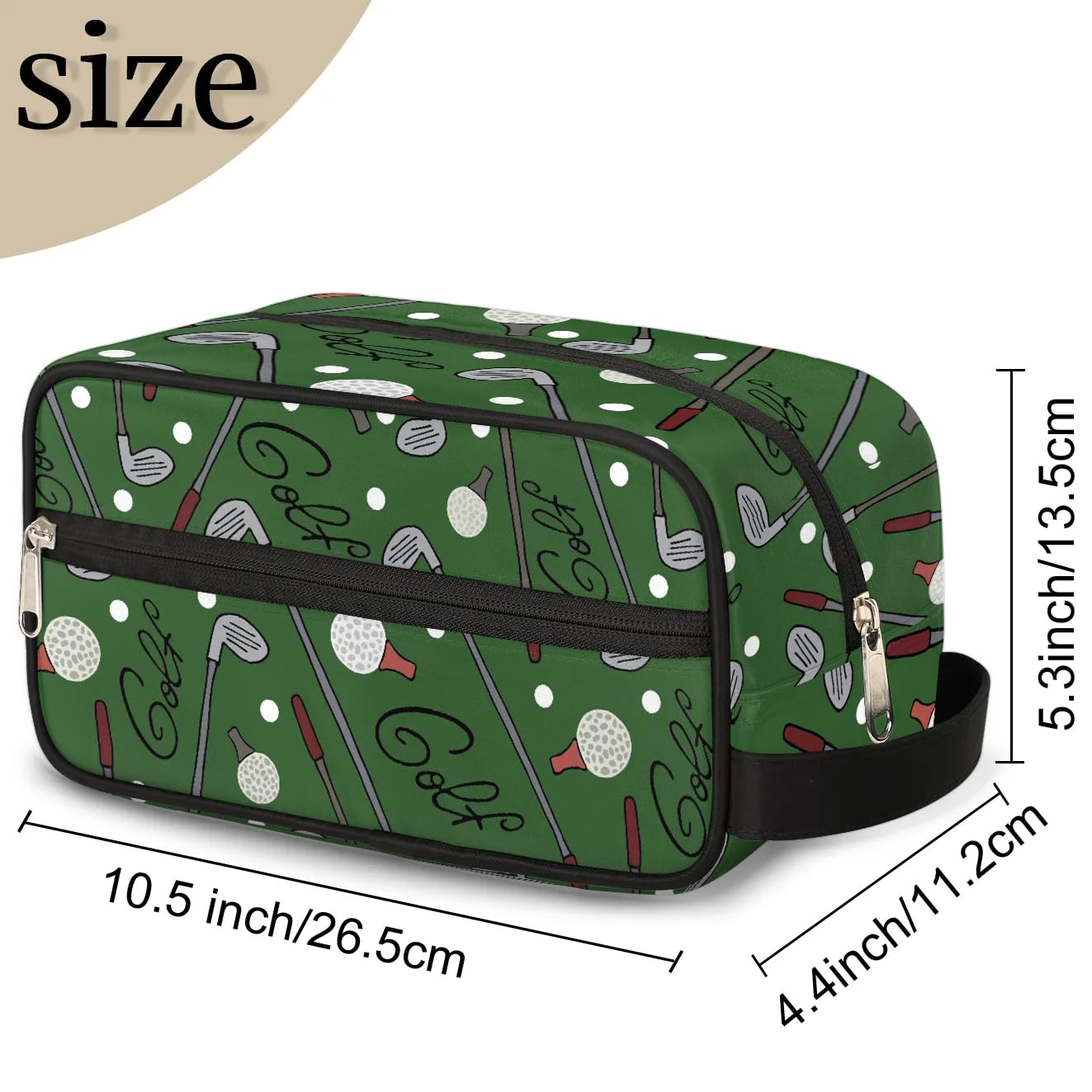 Neceser de viaje para niños y hombres, kit colgante para niños, bolsa de afeitado impermeable para accesorios de aseo personal, Golf Ball, 10.5 x 4.4 x 5.3 inches