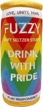 Huxley & Kent for Dogs | Fuzzy Soft Seltzer Large | Pride Funny Dog Toy | Power Plush Dog Toy with Squeaker | Dog Gift | Fun, Durable, and Safe | H&K Squeaky Dog Toy