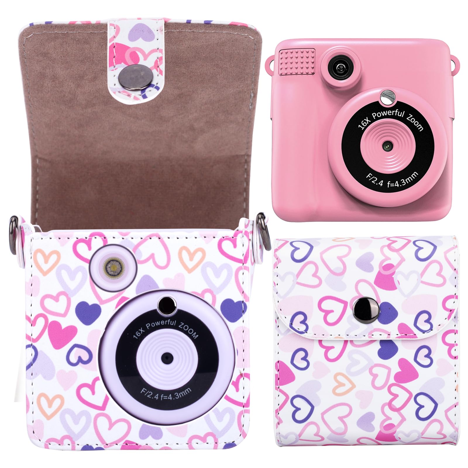 Kids Camera Case Compatible with ESOXOFFORE, MINIBEAR, Dylanto, WEEFUN and Instant Print Camera for Kids Digital Video Cameras, Carrying Bag Film Camera Holder with Card Case