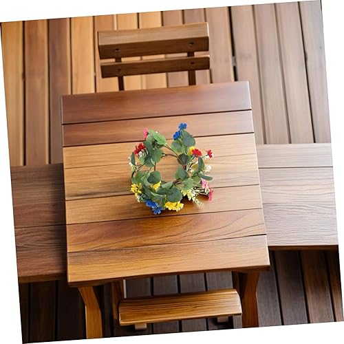 Miniatura 8 de ABOOFAN Guirnalda de velas artificiales, guirnalda de eucalipto artificial, centro de mesa, flores artificiales, velas cónicas, guirnalda de