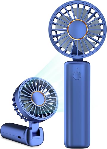 Hssio Mini ventilador de mano, actualización 2023 Ventilador personal portátil con cordón, 6 velocidades ajustables de 4000 mAh, recargable por USB,