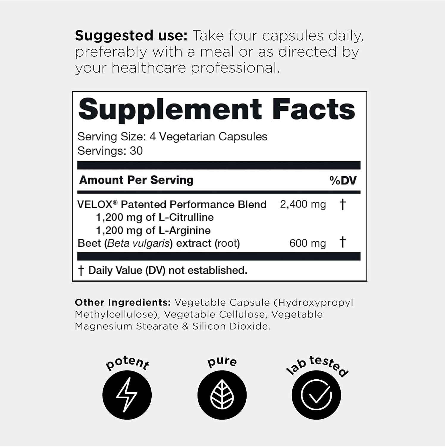 Fuel by Toniiq - 3,000mg Nitric Oxide Booster - 99% Purified L-Arginine - 99% Purified L-Citrulline - Min. 4% Beet Root Nitrates - Clinically Proven Velox Blend - 120 Veggie Capsules : Health & Household