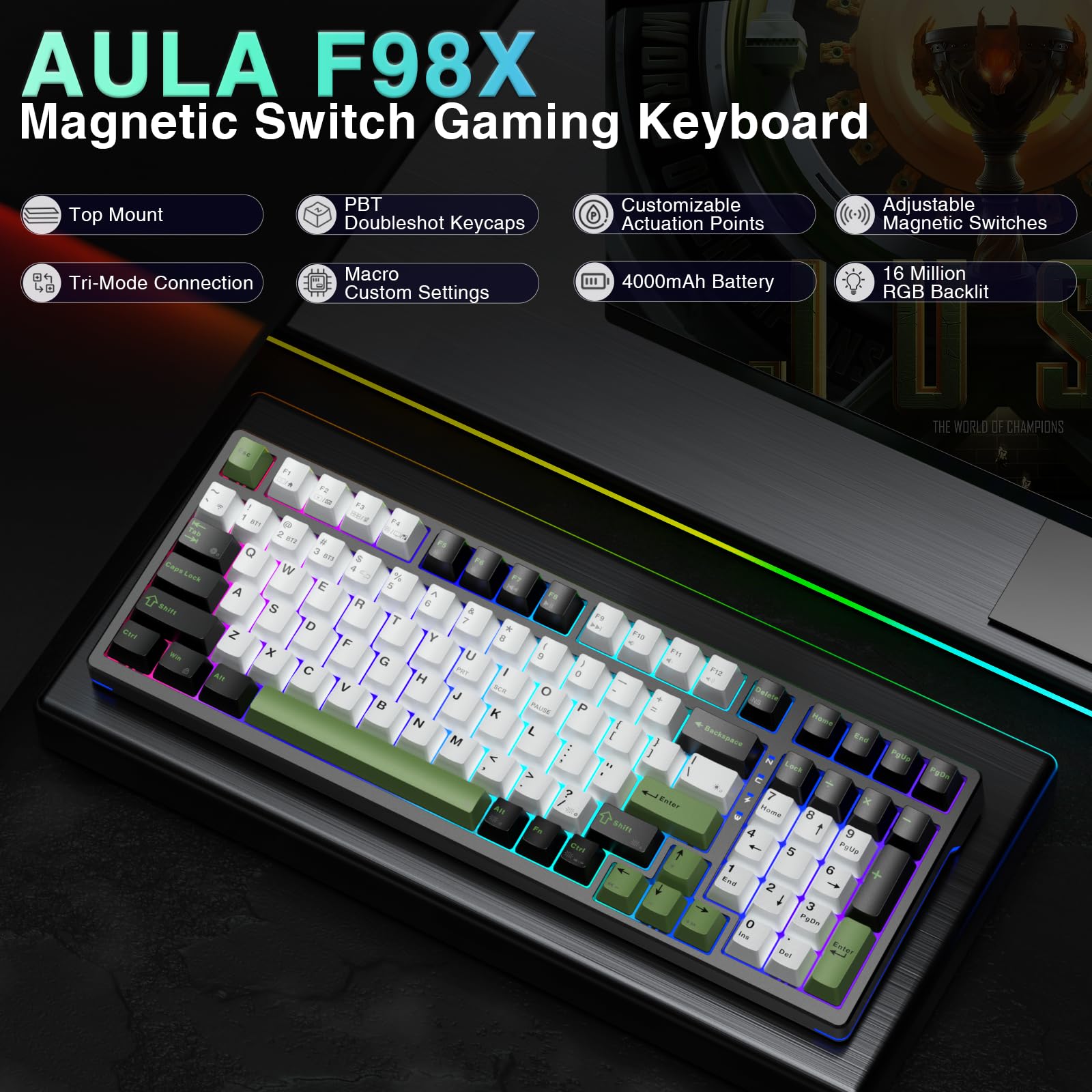Amazon.com: Aula F98X - 96% Mechanical Gaming Keyboard Wireless