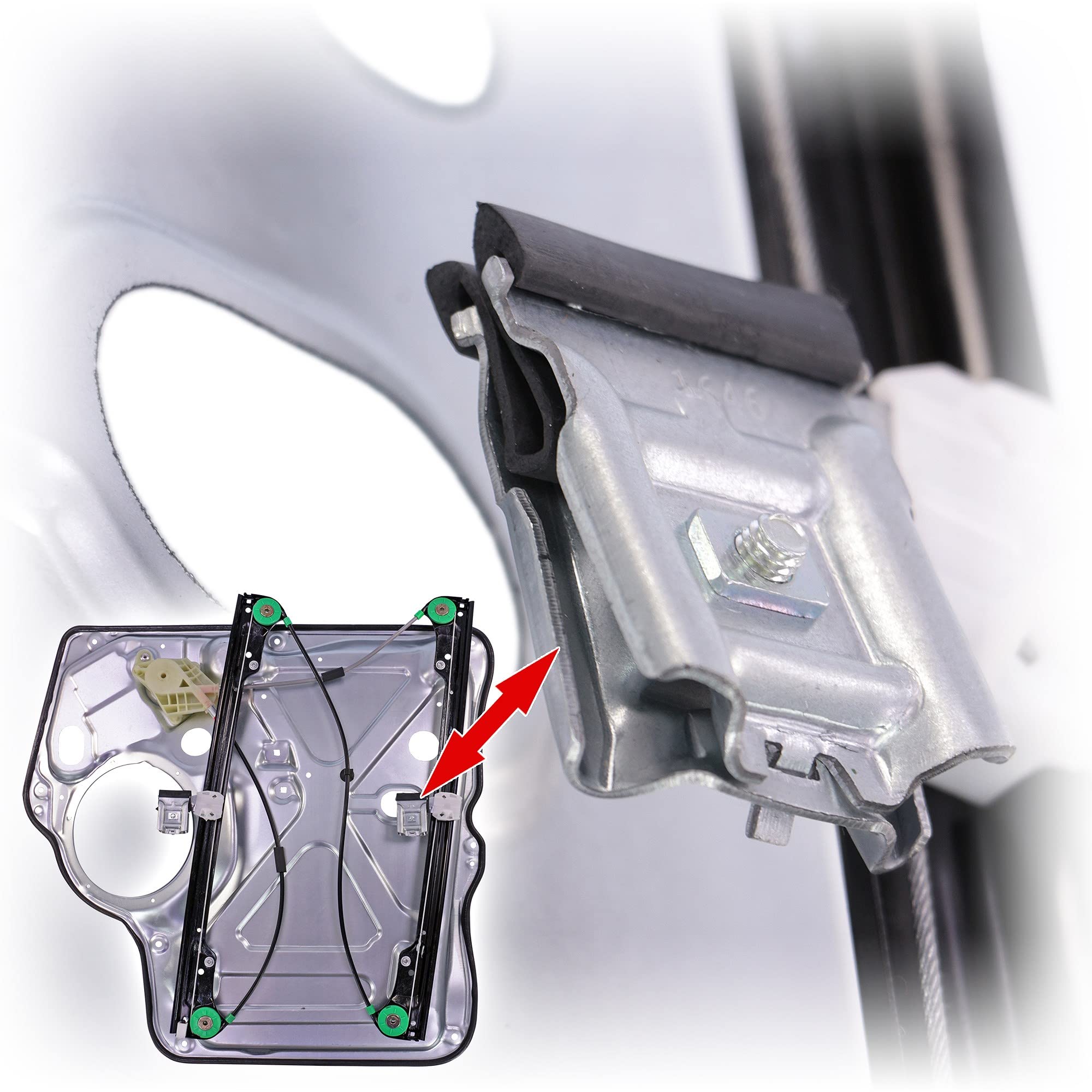 BESTPRICE 1x Elevalunas eléctrico delantero izquierdo sin motor eléctrico con placa atornillable Compatible con VW Multivan T5, Transporter T5