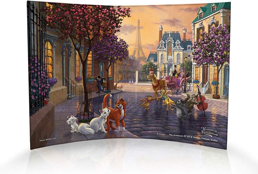Trend Setters Disney – Aristocats – Thomas Kinkade – Curved Acrylic Photo Print – Free Standing Light Catching Photo Décor – for Gifting and Collecting ACP1007CUR380