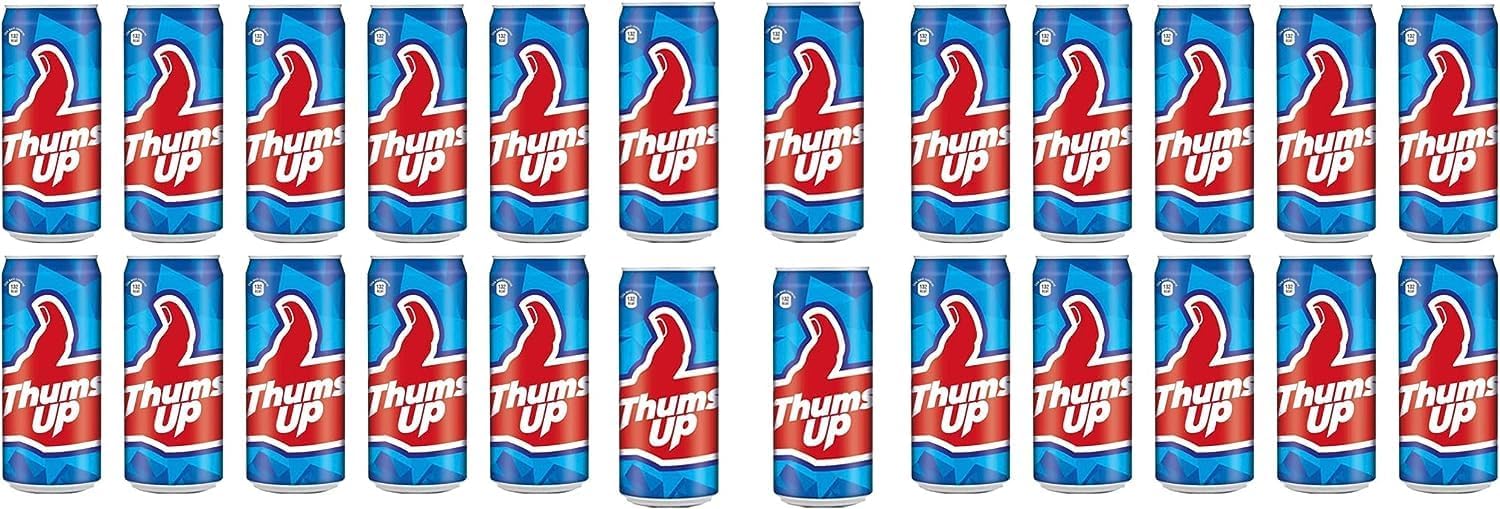 Delicious Flavored Drinks - Soft Refreshing & Irresistible Taste Beverages - Fun Drinking During Hot Summers Or Take Them on Picnics & Trips - Cool Drink To Break Your Thirst (Thums up Can 300ml_P 24)