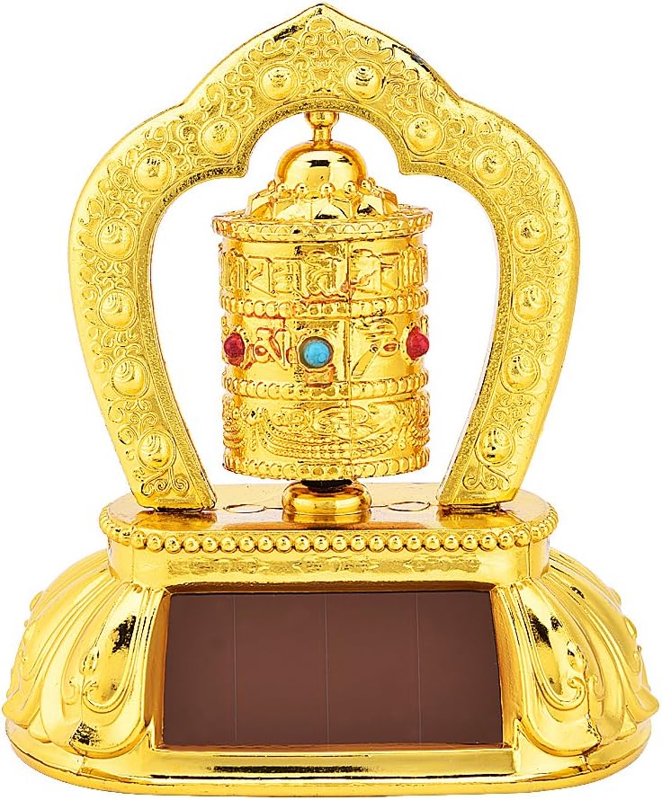 Solar Energy Prayer Wheel, Car Prayer Wheel Solar Energy Power Tibetan Buddhist Prayer Wheel Ceremonial Auspicious Items Car Decoration