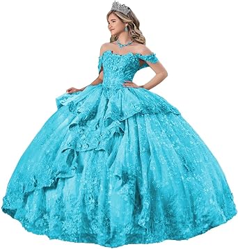 XYAYE Off Shoulder Quinceanera Dresses with Bow Puffy Tulle Sweet Dress