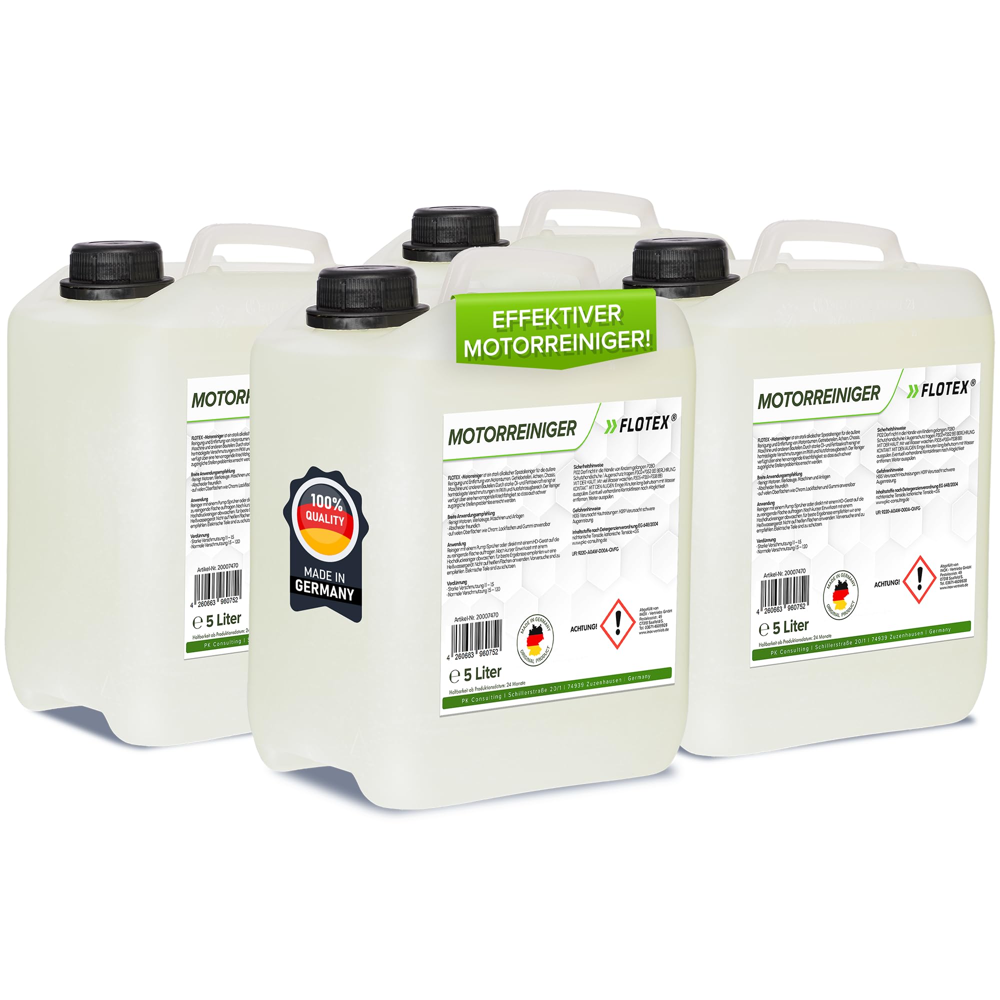 4x5L Motorreiniger - Konzentrat – Reiniger-Konzentrat für den Motor - Motorraum Reiniger & Entfetter - Motorsystemreiniger & Pflege von Auto, Motorrad & anderen Kfz