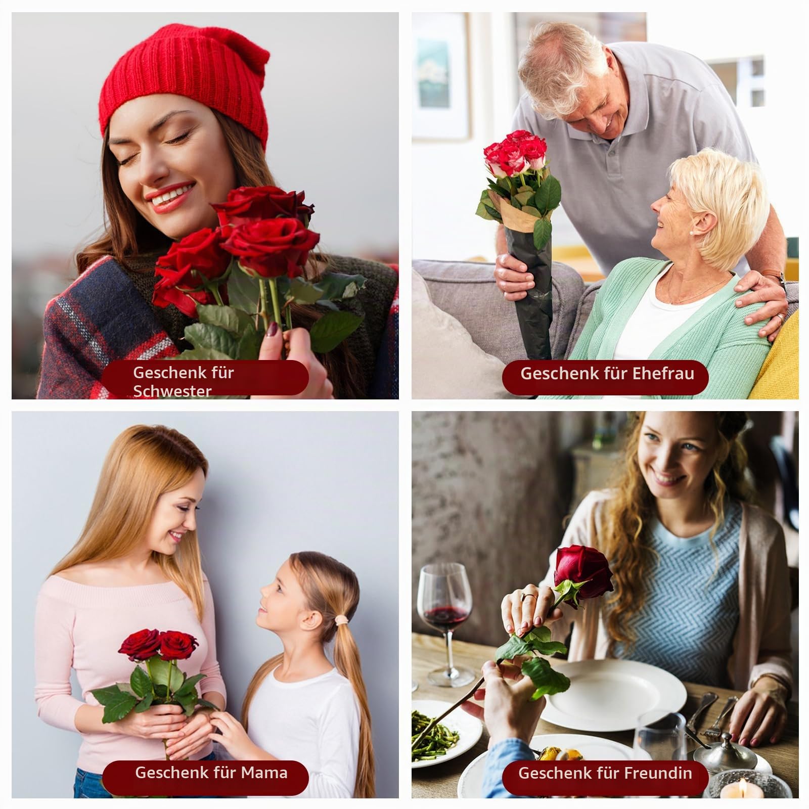 Yamonic Ewige Rose Geschenke für Frauen,Infinity Rose mit Stiel Geburtstagsgeschenk für Frauen, Echte Rose in Geschenkbox,Konservierte Blumen Geschenk Weihnachten Valentinstag Deko Geschenk, 5 Rosen