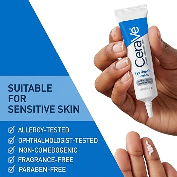 CeraVe Eye Repair Cream, Hyaluronic Acid Eye Cream for Dark Circles, 0.5oz