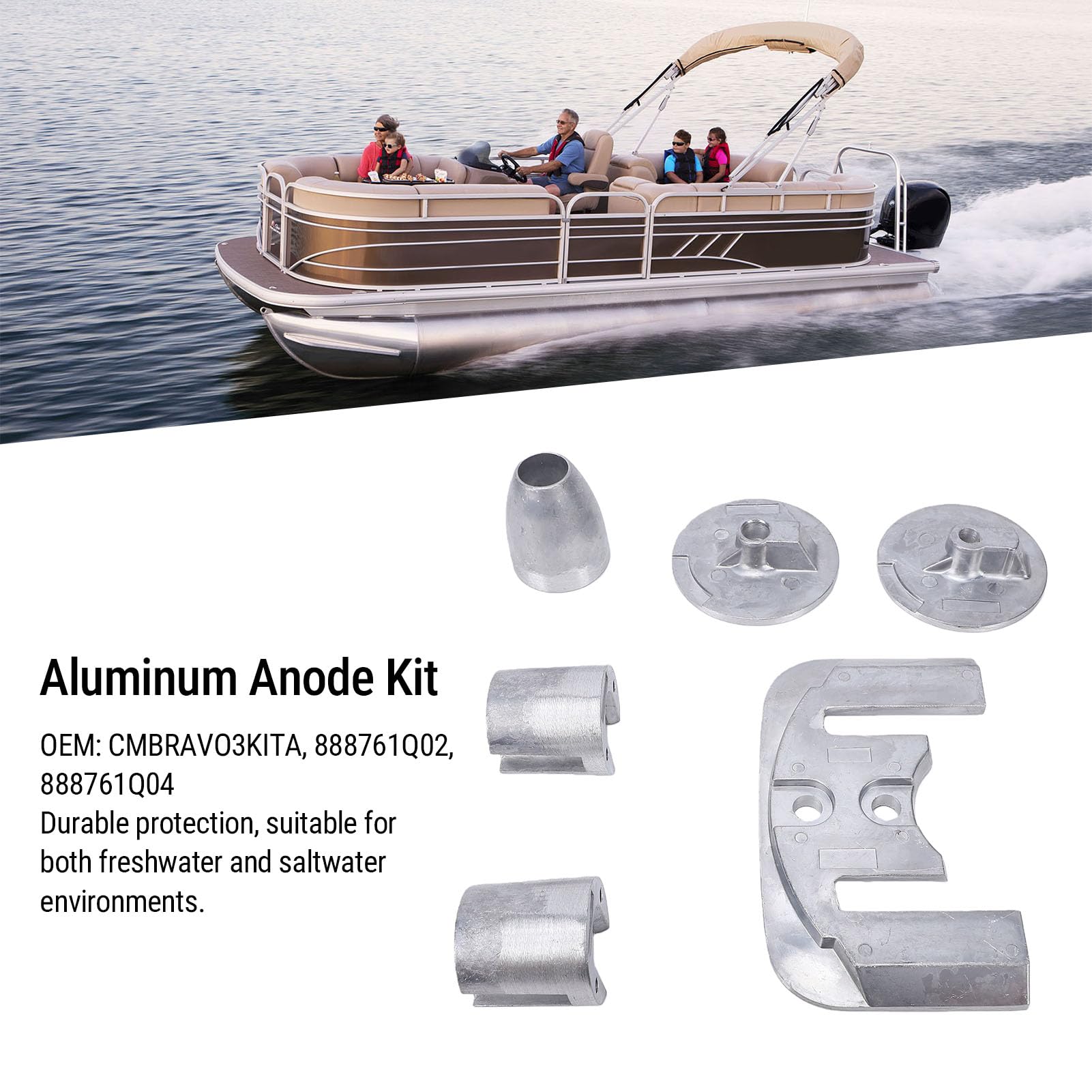 Kit Anodo in Alluminio Protezione Marina Durevole per unità Mercruiser Bravo 3 III 2004 e Versioni Successive Set Completo in Lega di Alta qualità