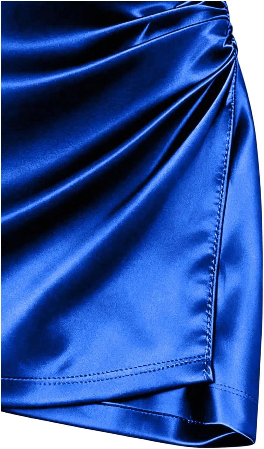 MakeMeChic Women's Elegant Satin Wrap Mini Skirt Ruched High Waist Bodycon Skirts