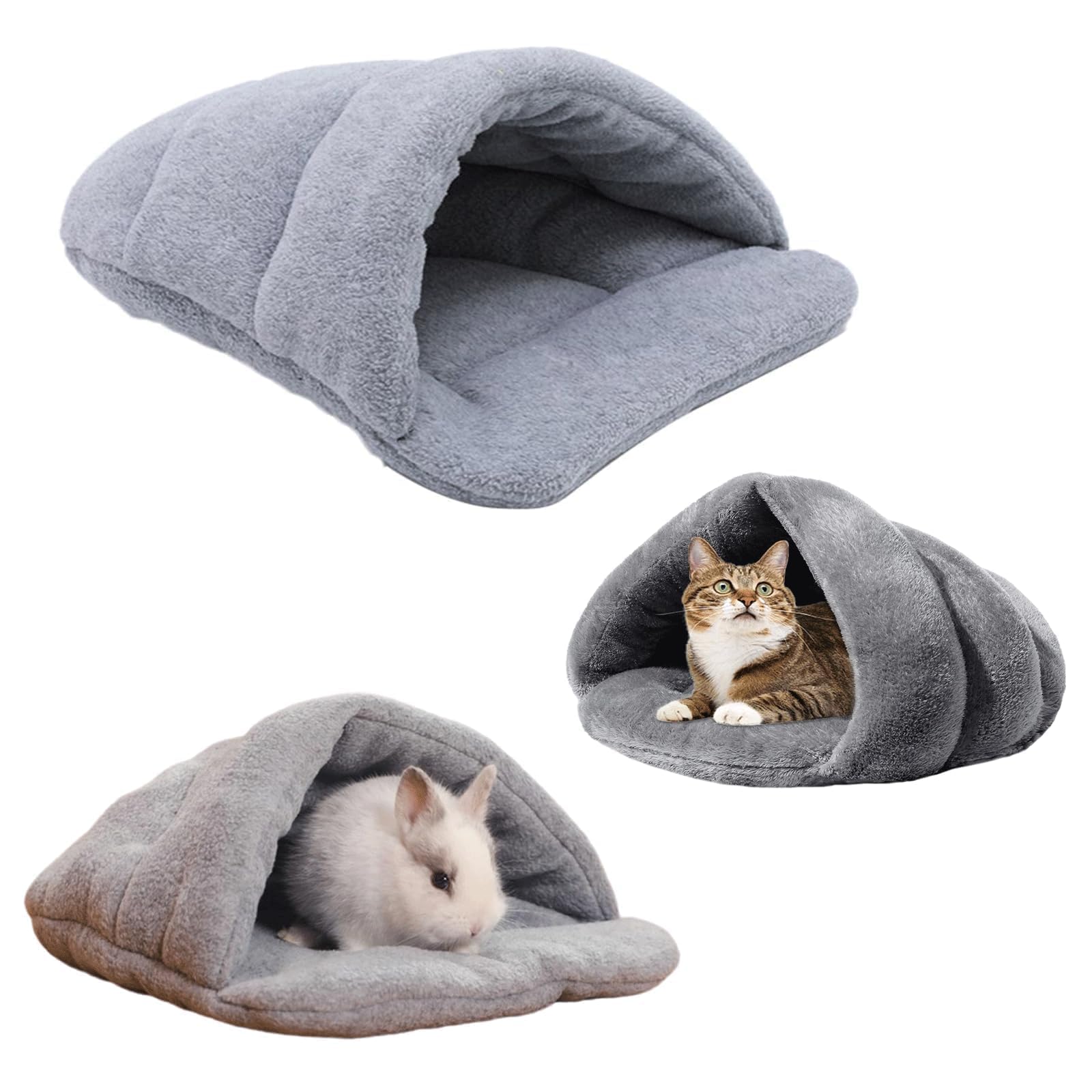 Lettopercriceto, Lettodicriceto, LettodiCricetoCasa, Lettodiporcellino d'India, LettoPerPorcellino d'India, CricetoLettoGrotta, adatto per conigli nani, piccole tane di peluche (Grigio)