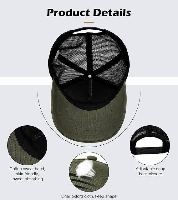 LiuSuper American Flag Mesh Back Trucker Hat for Men, Adjustable Snapback Baseball Cap for Women, 3D Embossed Logo USA Flag