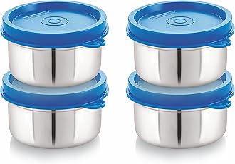 STEELLOCKFlex Stainless Steel Containers Size Deep 150ml x 4 (Blue)