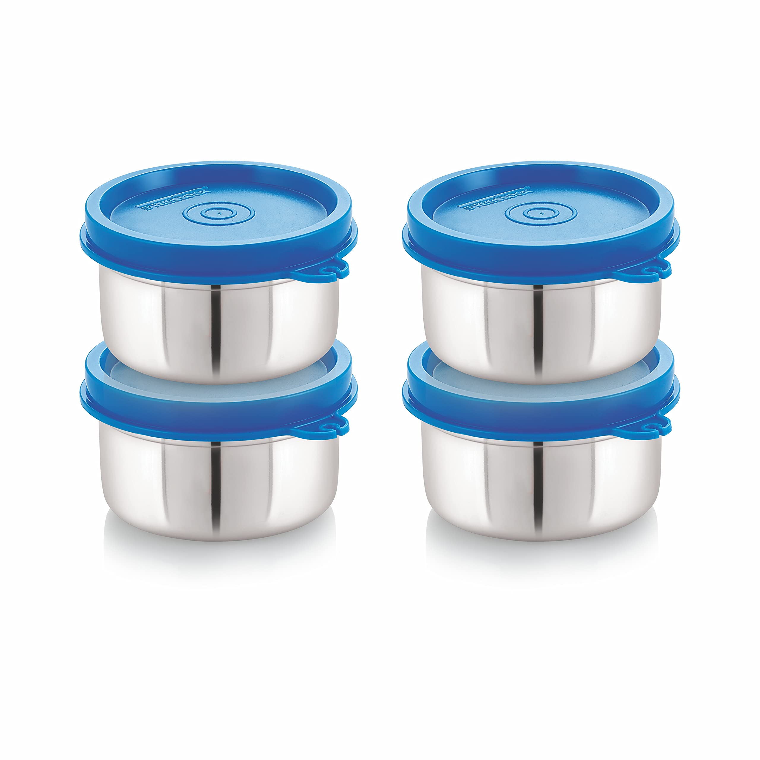 Steellock Flex Stainless Steel Containers Size Deep 250ml x 4 (Blue)