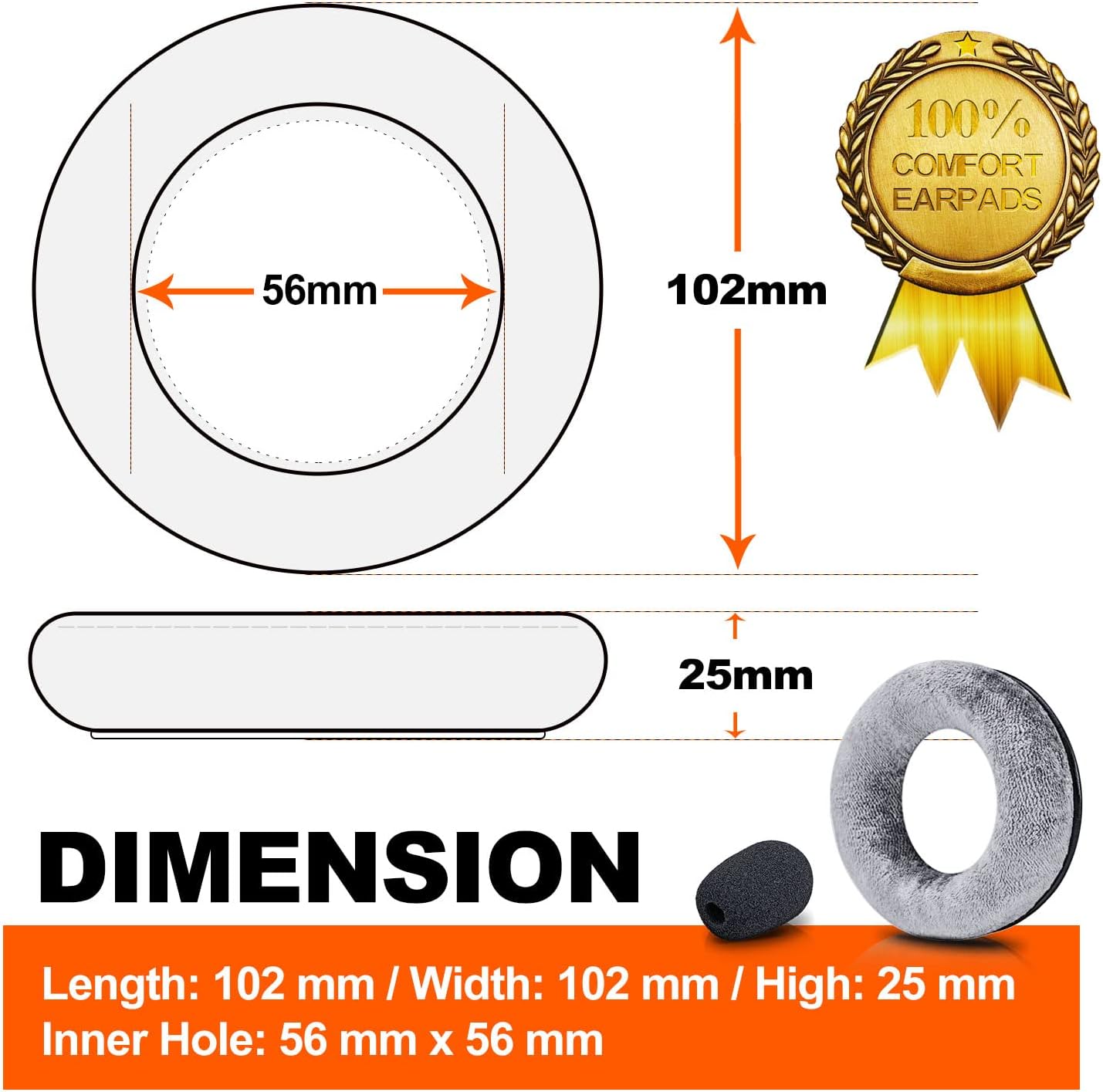 Earpads Compatible with DT 770 Pro, DT 880 Pro, DT 990 Pro, DT 1770 Pro, MMX 300, DT 1990 Pro, DT 177X, T 90 Headphones (Silver Grey Velour)