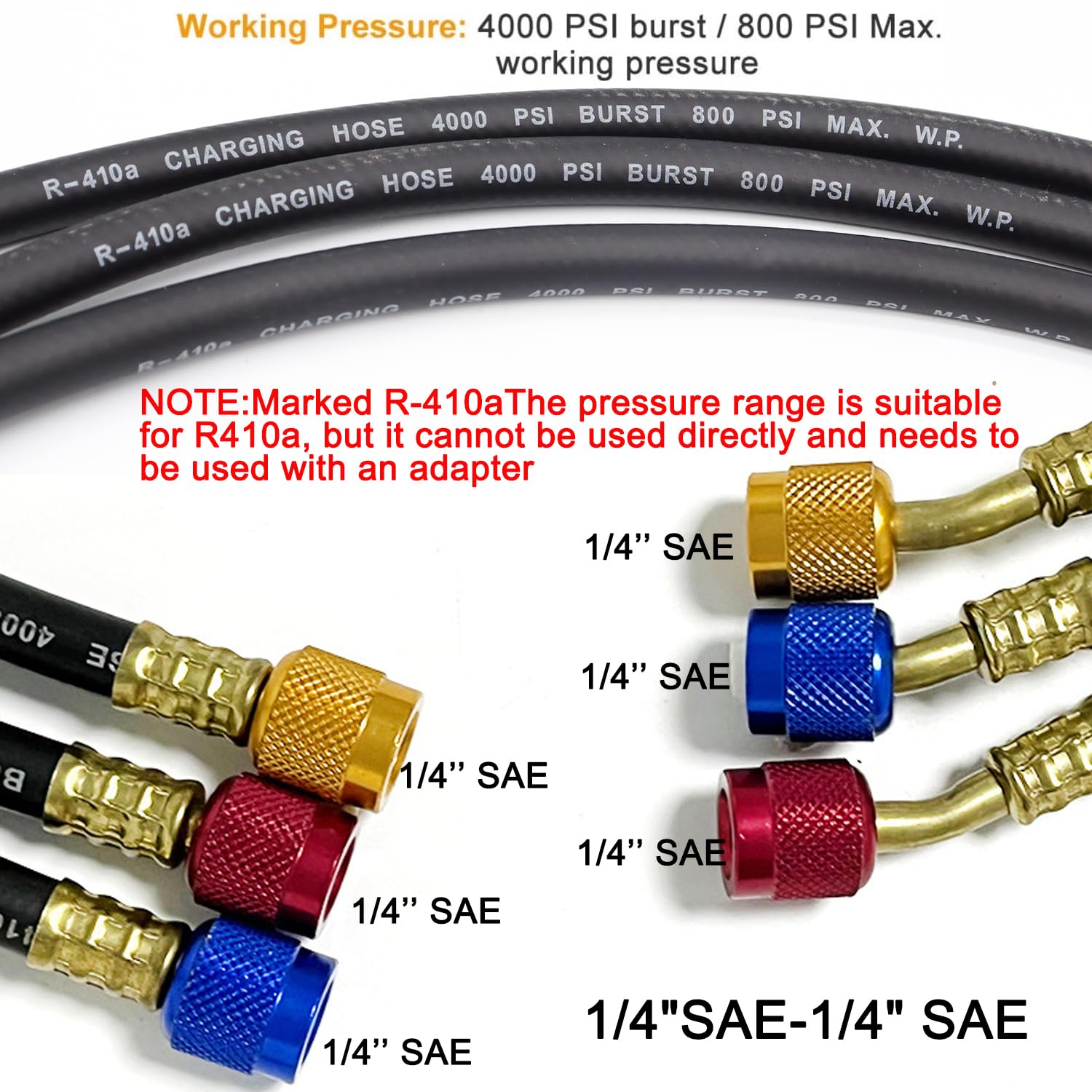 AC Gauge Set HVAC Gauges - 3 Way Manifold with R134A Refrigerant Recharge Kit for R410A, R22, R404A Refrigerants, 4000PSI Hoses, Quick Couplers, 410 Adapter, Puncturing Can Tap & Valve Core Tools