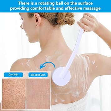 Back Lotion Applicator, Long Handled Easy Reach Back Scrubber Massager Body Brush for Sunscreen, Cream, Moisturiser, Shower Gel on Back, Legs and Feet
