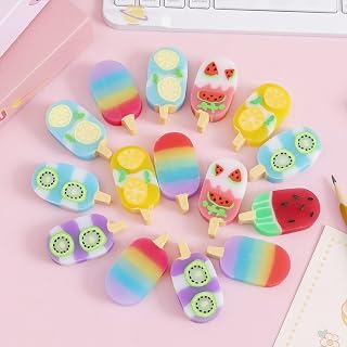 4pcs Creative Pencil Eraser Bright Color Ice-Cream Erasers Set Cute Erasers LCC726-12
