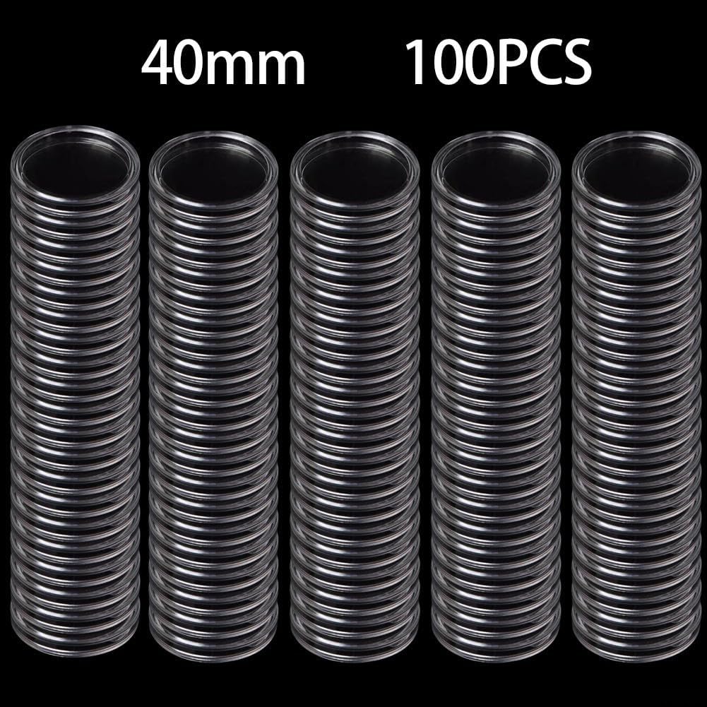 100PCS Coin Storage Capsules Clear Holders with 40mm Inner Diameter for Safe Display of Your Collection