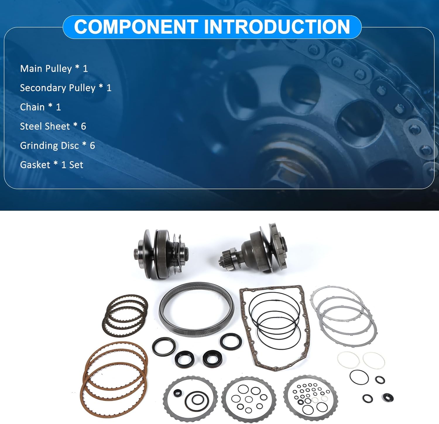 Transmission CVT Auto Drive Pulley Set With Belt/Chain for 2012-2019 Nissan Altima Sentra Rogue Maxima Murano Quest Versa Serena Bluebird Sylphy 901047 RE0F10A JF011E 30Teeth 3.5L V6