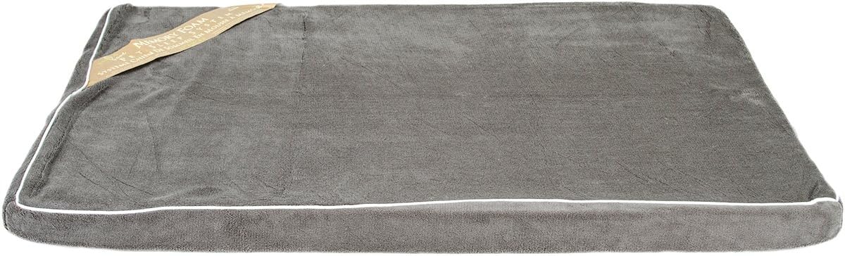 NANDOG Memory Foam Bed 23"X34"X2", Dark Gray Coral Fleece Cream Piping