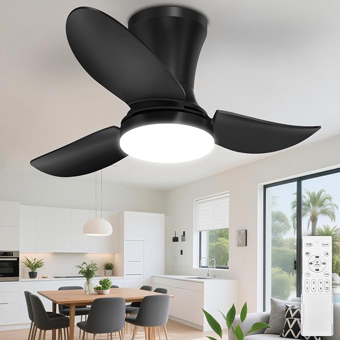 Horkey Kitchen HORKEY Ventilador de Techo 56cm/22 pulgadas con Luz LED, Silencioso ...