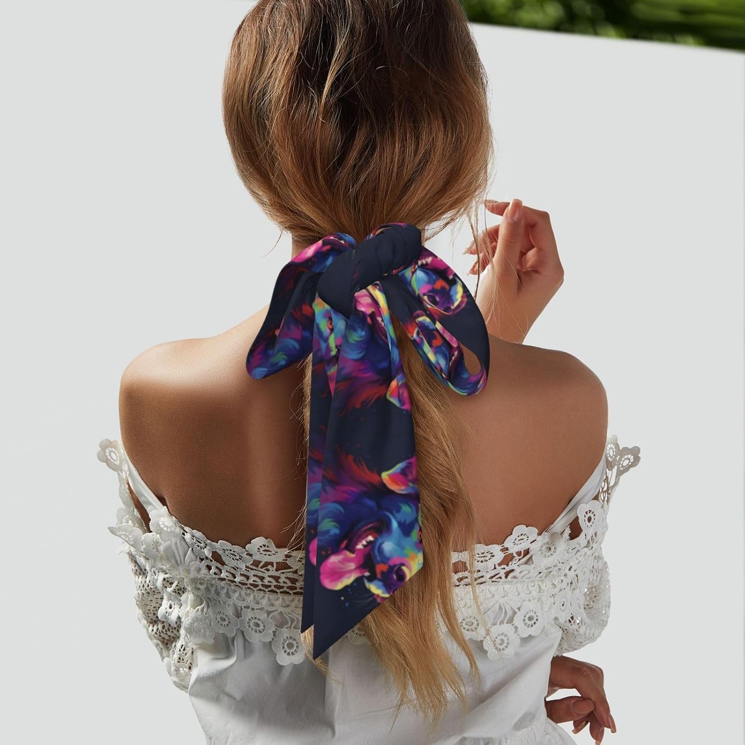 Colorful Dog Purse Scarf For Bags Silk Like Head Scarf Satin Hair Neck Scarves Bag Scarf Fashion Accessories For Women Gift image 3