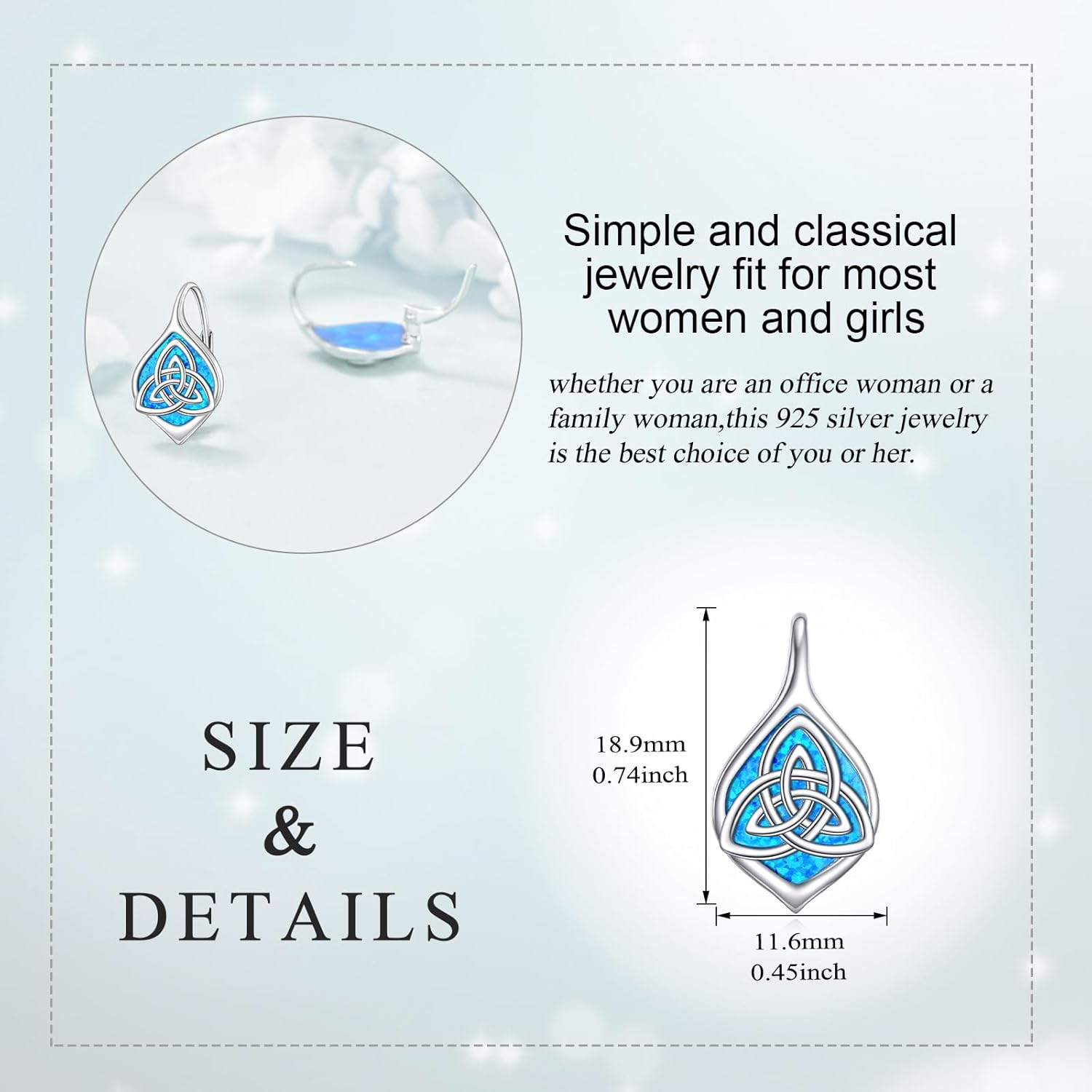 Celtic Trinity Knot Earrings for Women 925 Sterling Silver Triquetra Knot Leverback Abalone Shell Irish Jewelry Tree of Life Gift - Image 5