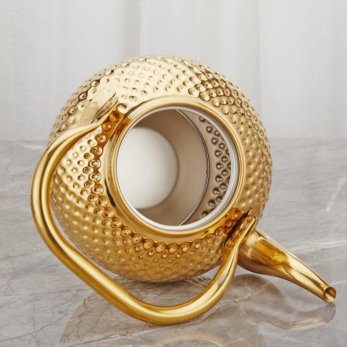 SANQIAHOME 1200ml teapot with Infuser stainless steel Water Boilers lifting handle Tea Maker Water Kettle for Induction/Gas gold