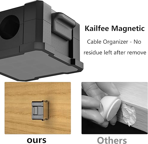Miniatura 7 de Kailfee - Paquete de 6 clips magnéticos para cables cable ajustable suave Soporte para cables, gestión de cables debajo del escritorio, soporte de