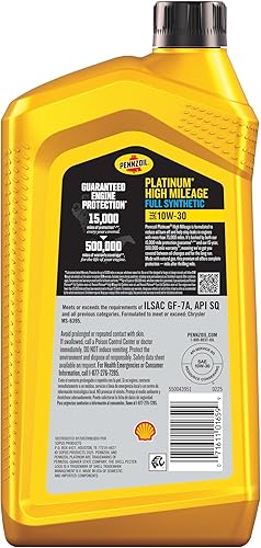 Miniatura 2 de Pennzoil Platinum High Mileage Full Synthetic 10W-30 Aceite totalmente sintético para motor de gasolina, 1 qt (caja de 6)