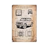 Early 4x4 Utility Vehicle Flat Fender Design Blueprint Poster Vintage Off Road Technical Patent Wall Art Print Poster Unframe-style 08x12inch(20x30cm)