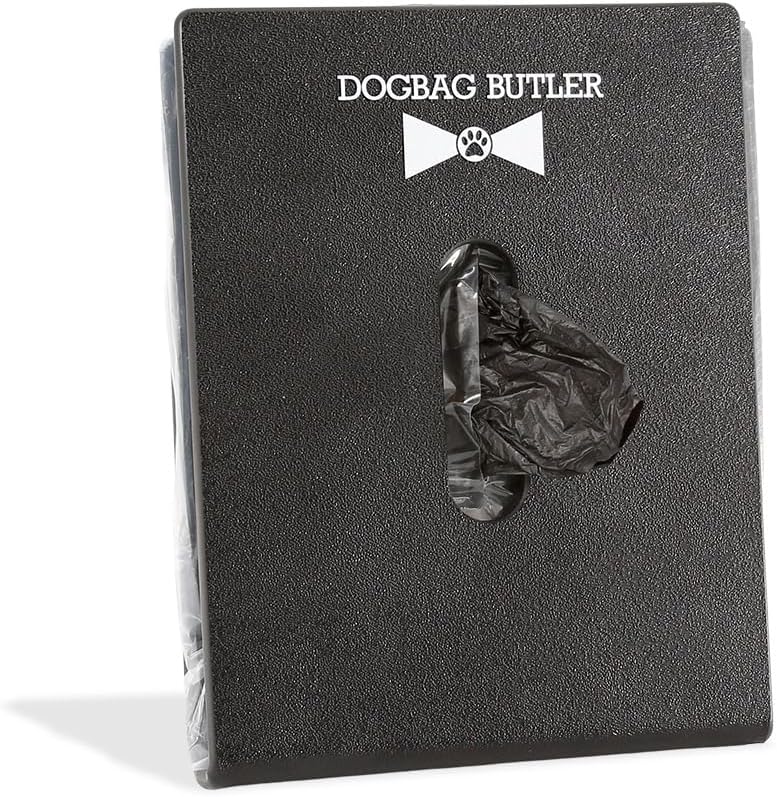 Dogbag Butler dog waste bag wall dispenser - Sturdy, Lightweight, post-consumer recycled resin, & engineered to withstand the elements - Hold up to 70 bags (Black/Black)
