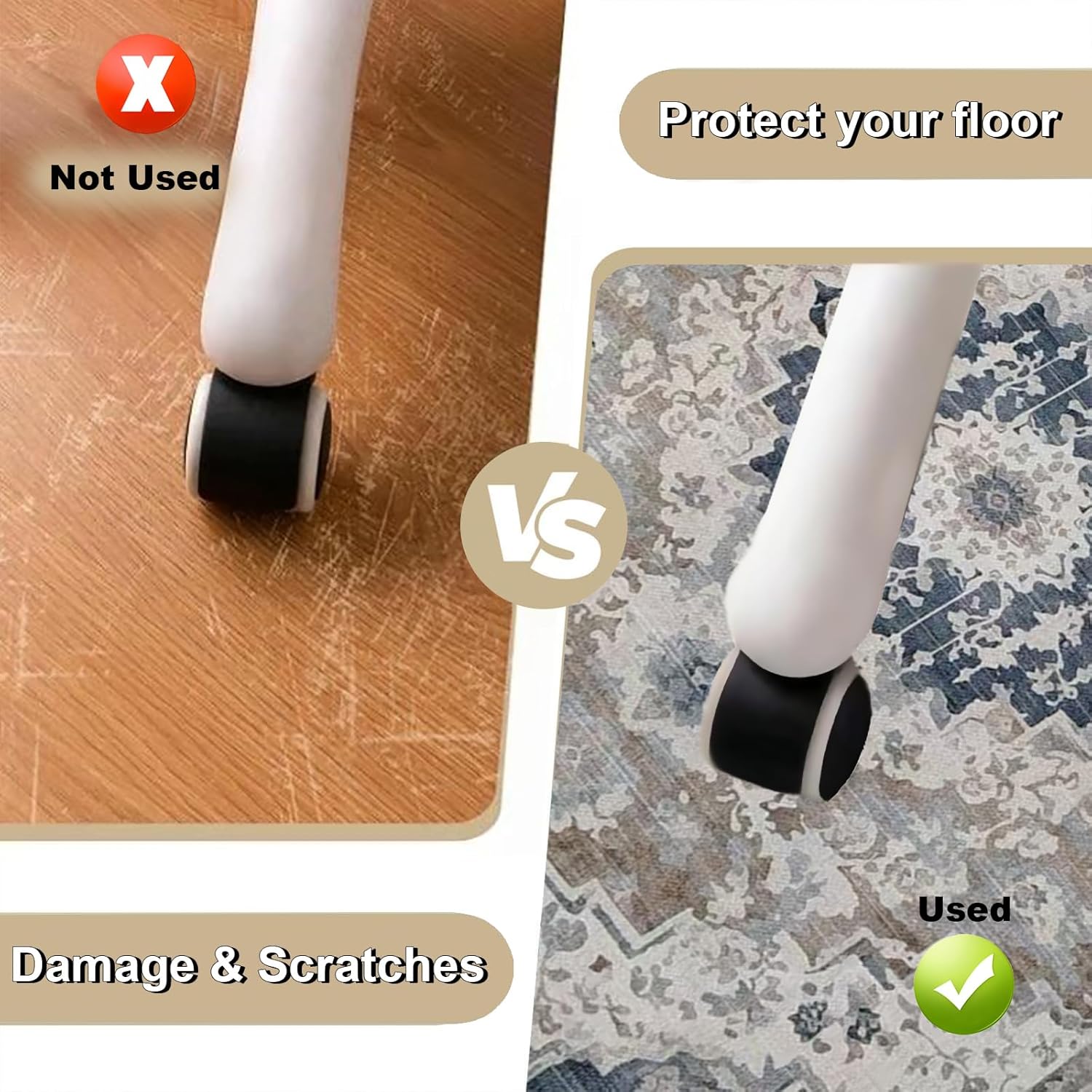 Office Chair Mat for Hardwood Floor, 45x53 inches Heavy Duty Desk Chair Mat for Hard Wood, Non-Slip Tile Floors Protector for Computer Chairs