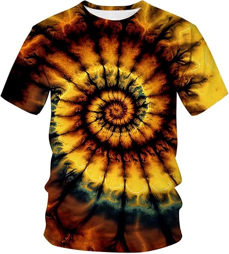 Lurhonp Unisex Tie Dye Crew Neck Short Sleeve T-Shirt,Multi1,3XL