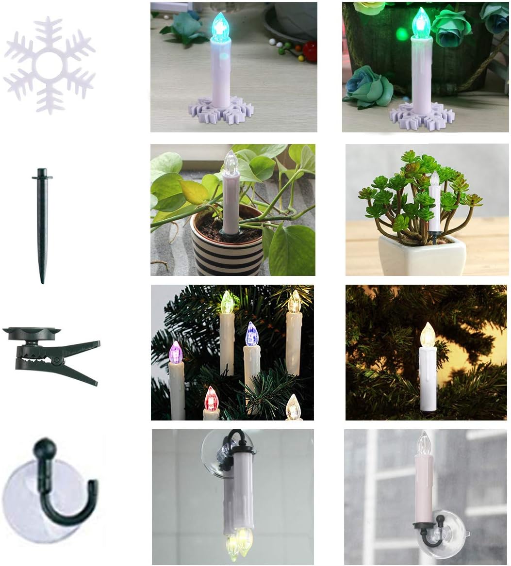 6 Pack Window Candles Battery Operated Candles with Timer Remote 12 Colors LED Flameless Taper Candles for Holiday Christmas Window Flickering Lights Decorations